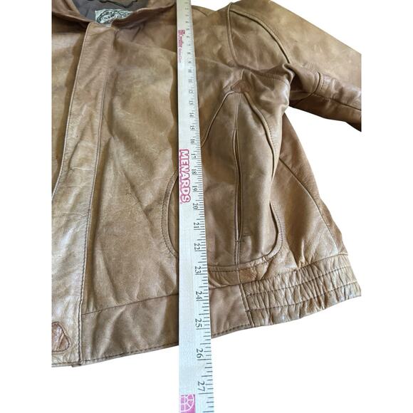 New Zealand Mens XL Leather Bomber Cooper Collections X Large Flaws Tan READ - Picture 9 of 10